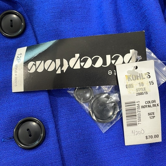 Perceptions Blue Button Top Size 12P VINTAGE - Picture 3 of 4